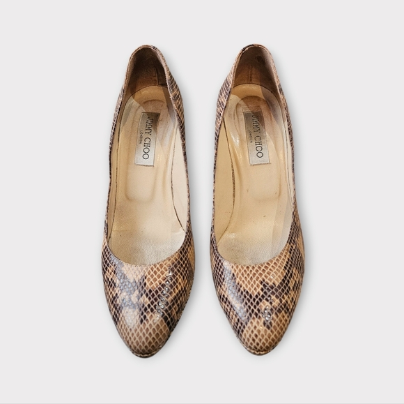 Jimmy Choo Snake / Python Almond Toe Pumps - Picture 2 of 8